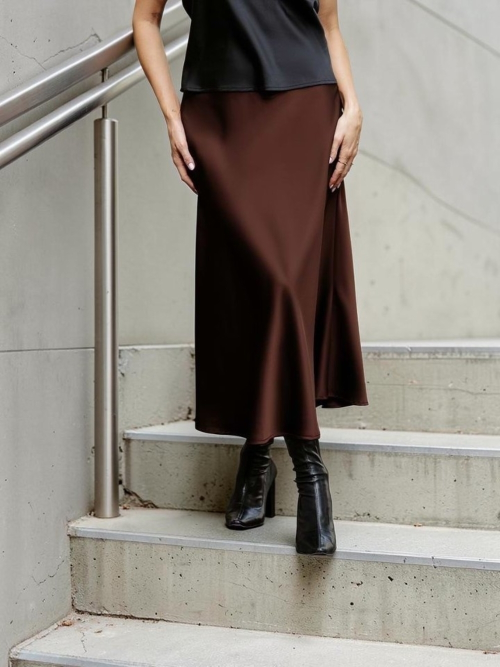 Cupshe Brown Satin Maxi Skirt XL - Picture 3 of 3